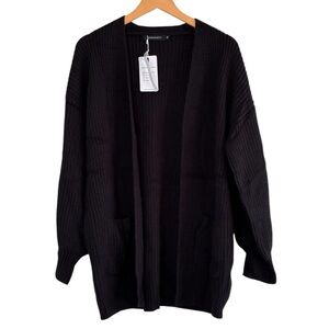 Merokeety | NWT Black acrylic knit long sleeve slouchy loose fit cardigan